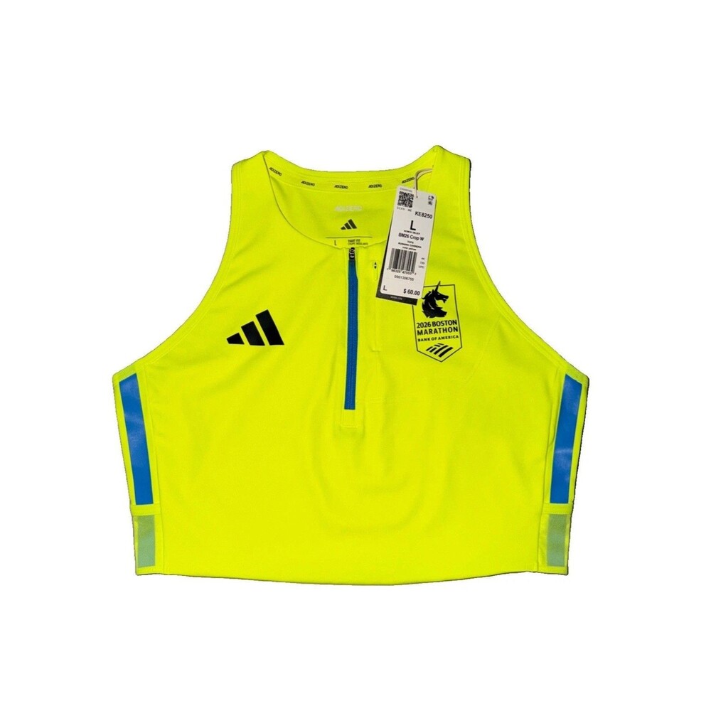 adidas Boston Marathon 2026 Adizero Crop Top Solar Yellow Women's Large KE8250